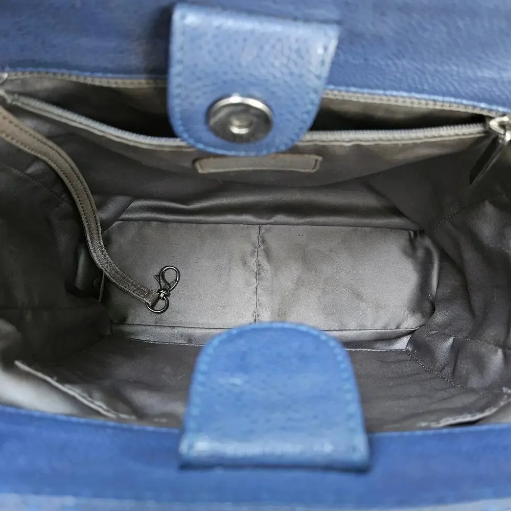 Vintage Chanel Caviar Petite Shopping Tote Blue Quilted